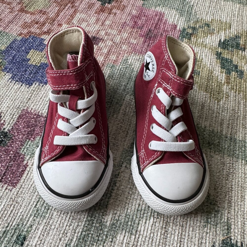 Converse Size 7 Toddler, Red with Velcro and Laces, Brand NEW!